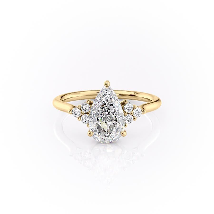 2.0 CT Pear Cut Cluster Moissanite Engagement Ring - crownmoissanite