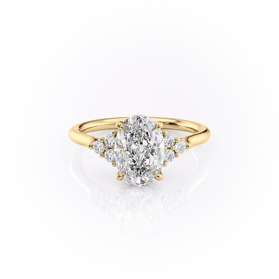 2.10 CT Oval Cut Cluster Moissanite Engagement Ring - crownmoissanite