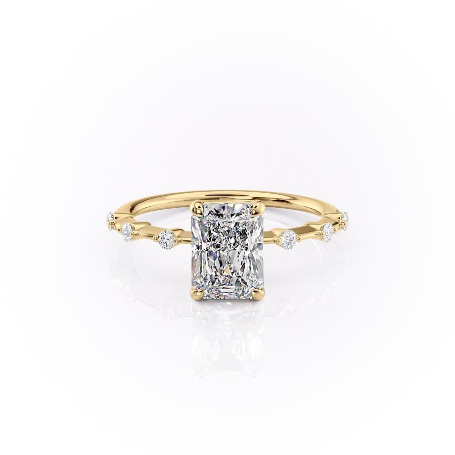 2.10 CT Radiant Solitaire Dainty Pave Set Moissanite Engagement Ring - crownmoissanite