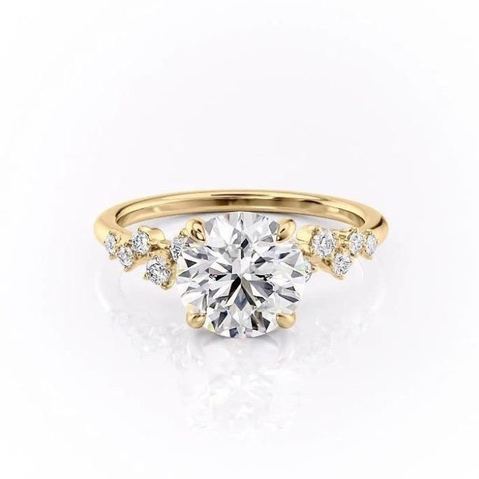1.60 CT Round Cut Cluster Style Moissanite Engagement Ring - crownmoissanite