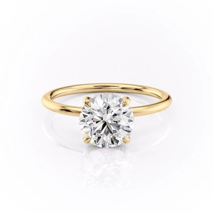 1.60 CT Round Cut Solitaire Hidden Halo Moissanite Engagement Ring - crownmoissanite