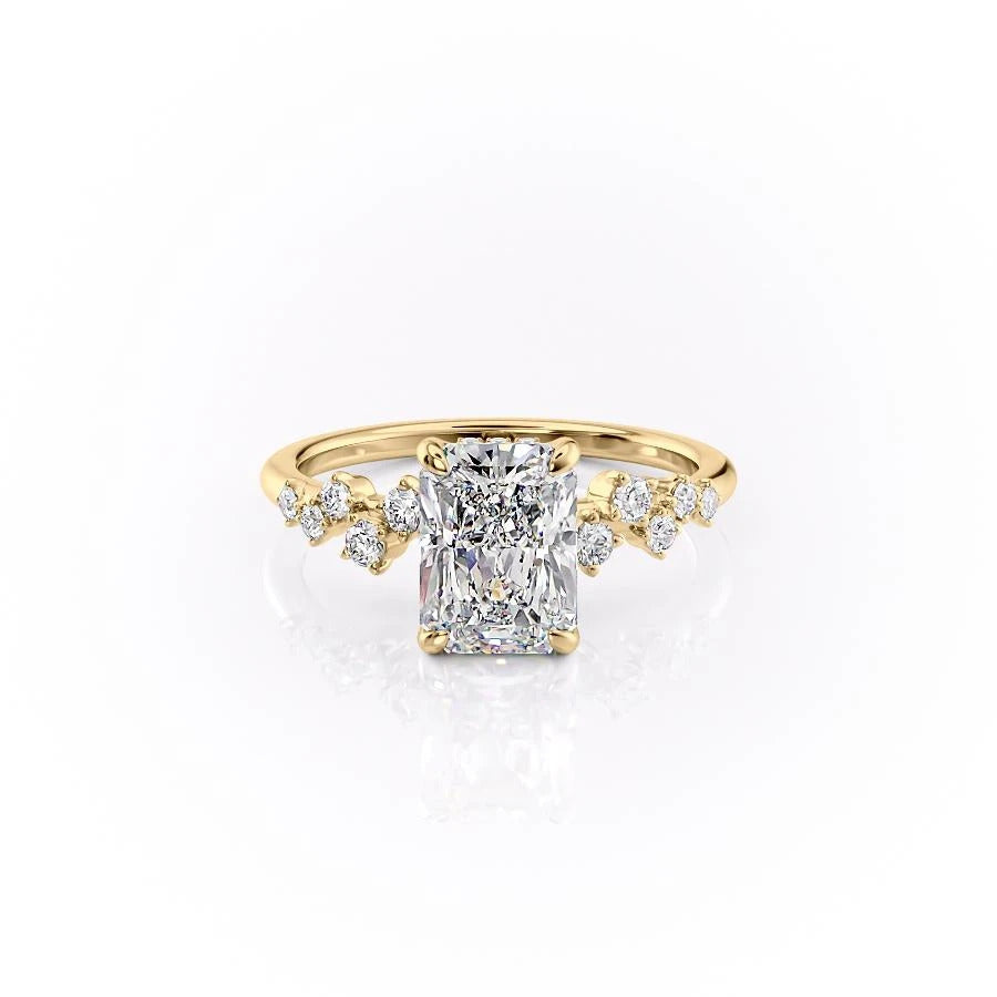2.0 CT Radiant Cut Cluster Moissanite Engagement Ring - crownmoissanite