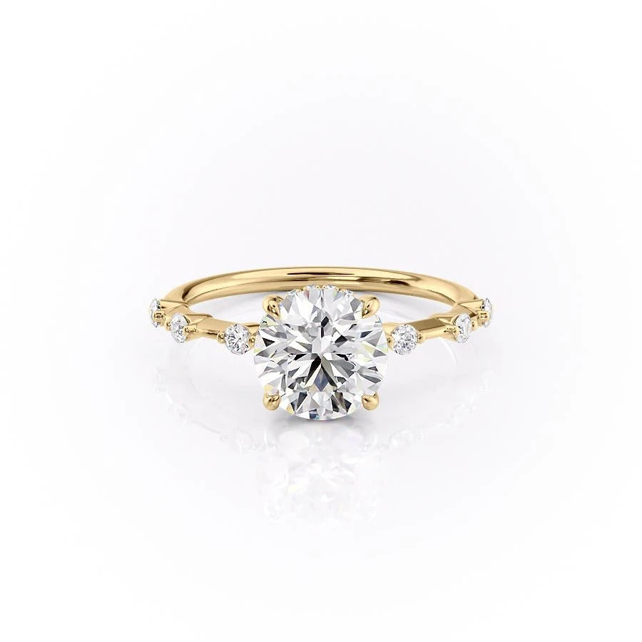 1.60 CT Round Cut Solitaire Dainty Pave Moissanite Engagement Ring - crownmoissanite