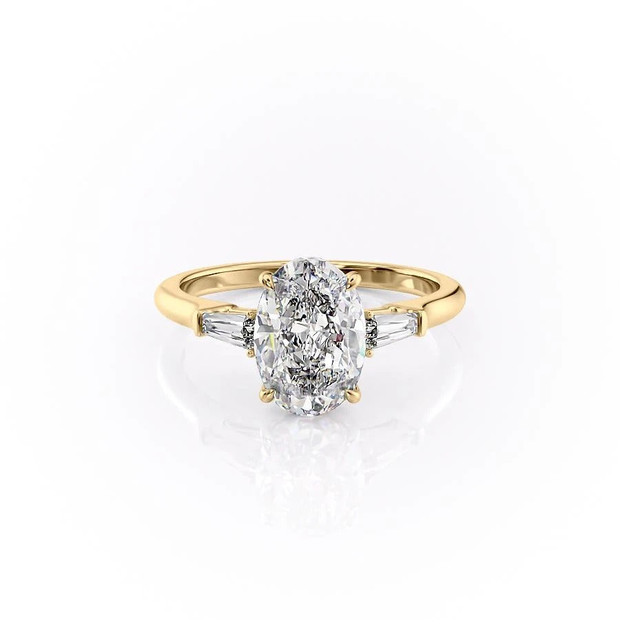 2.72 CT Oval Cut Three Stone Moissanite Engagement Ring - crownmoissanite