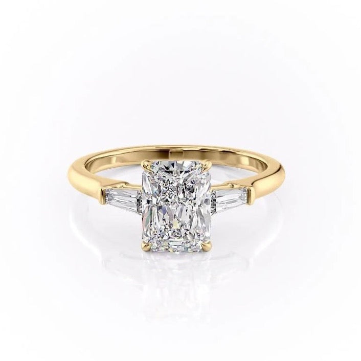 2.0 CT Radiant Cut Three Stone Moissanite Engagement Ring - crownmoissanite