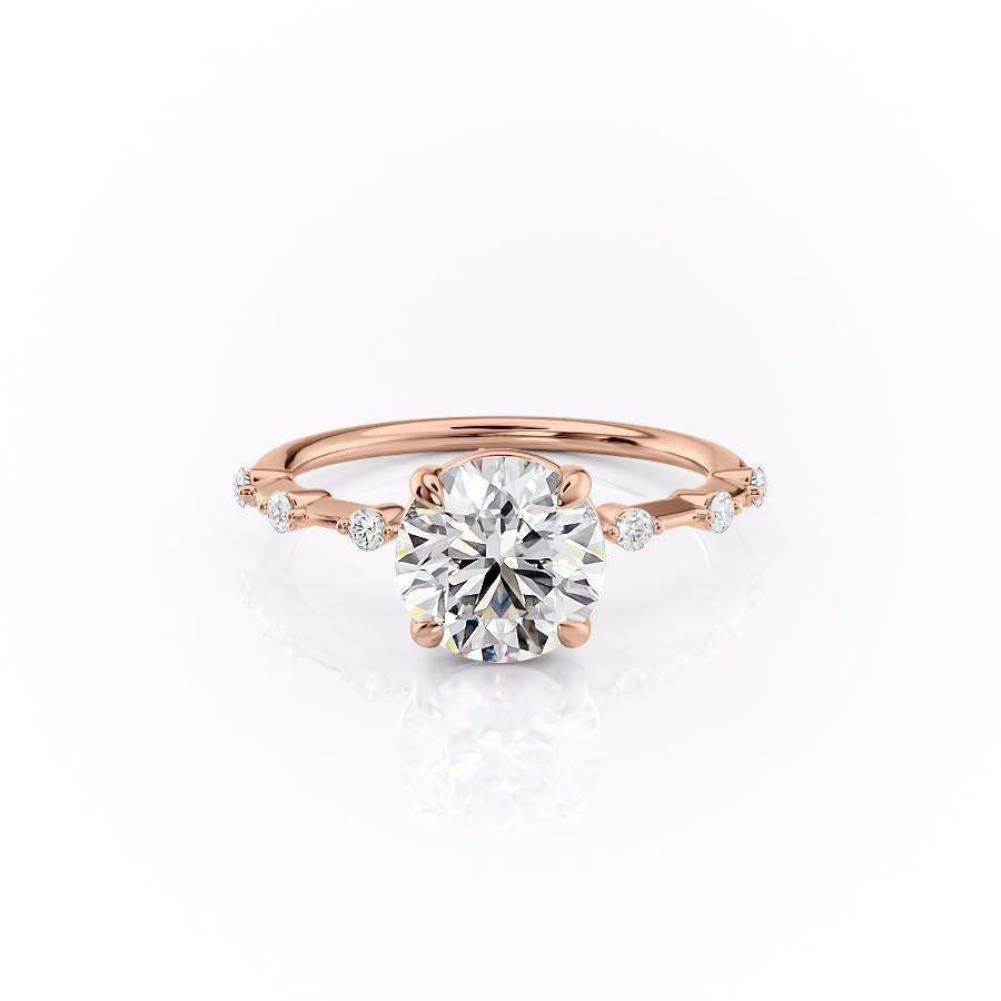 1.60 CT Round Solitaire Dainty Pave Set Moissanite Engagement Ring - crownmoissanite