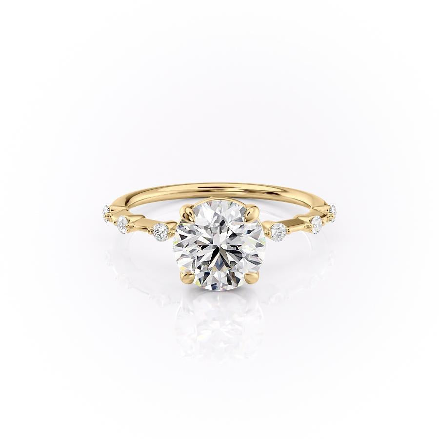 1.60 CT Round Solitaire Dainty Pave Set Moissanite Engagement Ring - crownmoissanite