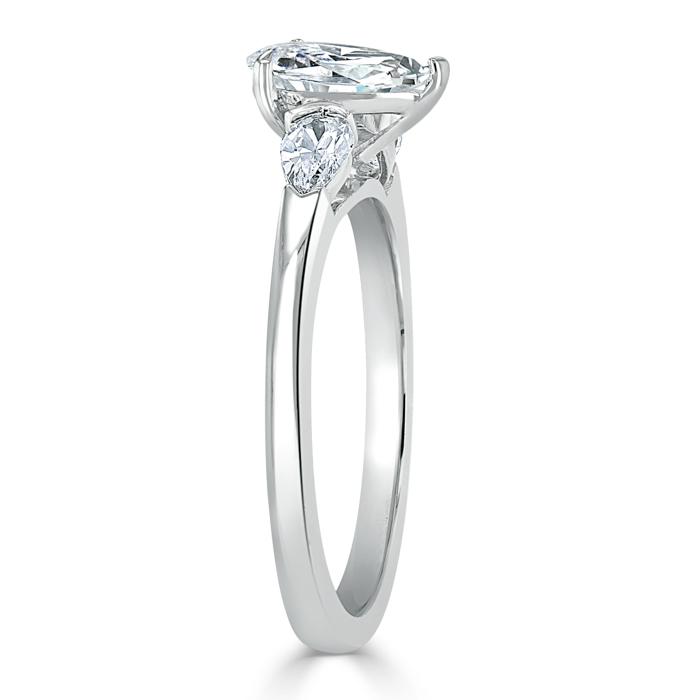 1.0 CT Pear Shaped Moissanite Three Stones Engagement Ring - crownmoissanite