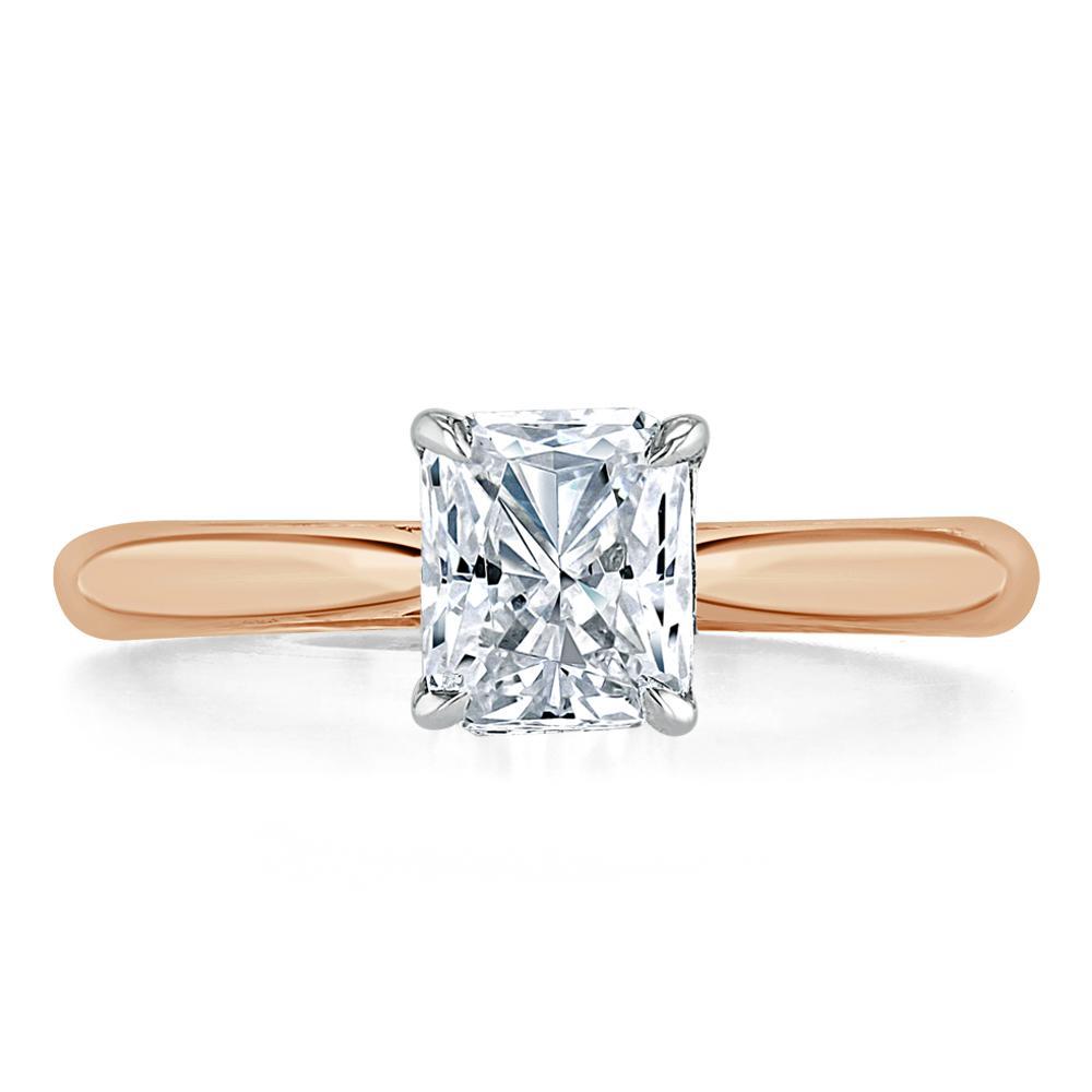 1.0 CT Radiant Cut Solitaire Moissanite Engagement Ring - crownmoissanite