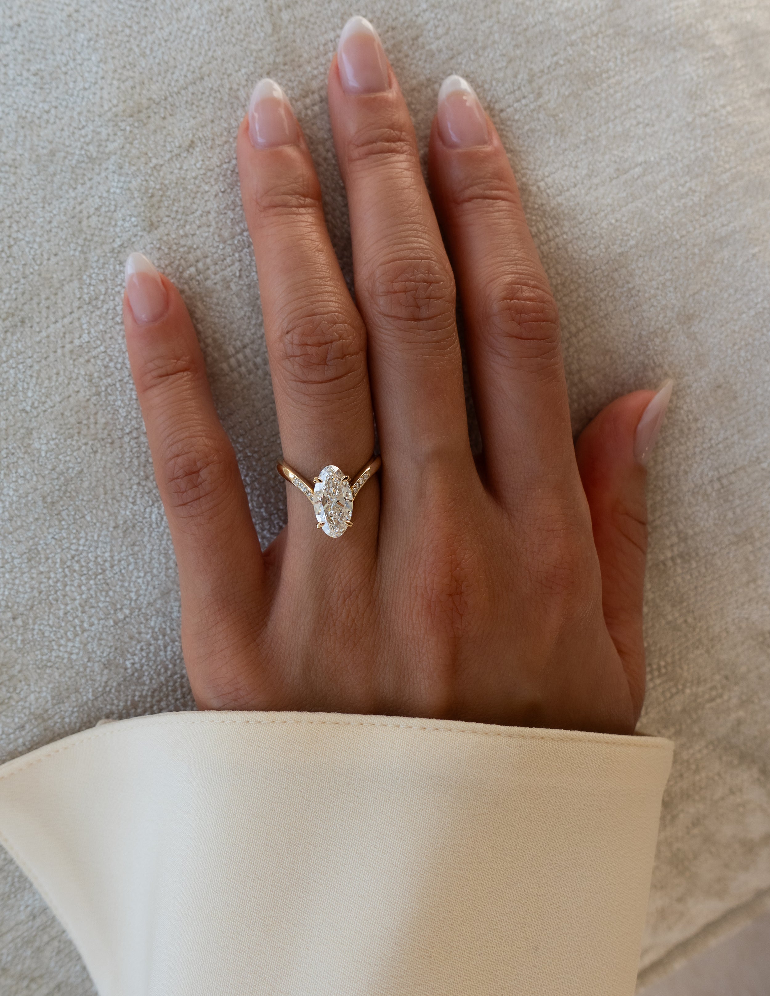 1.0 - 3.0 CT Moval Shaped Moissanie Pave Style Engagement Ring