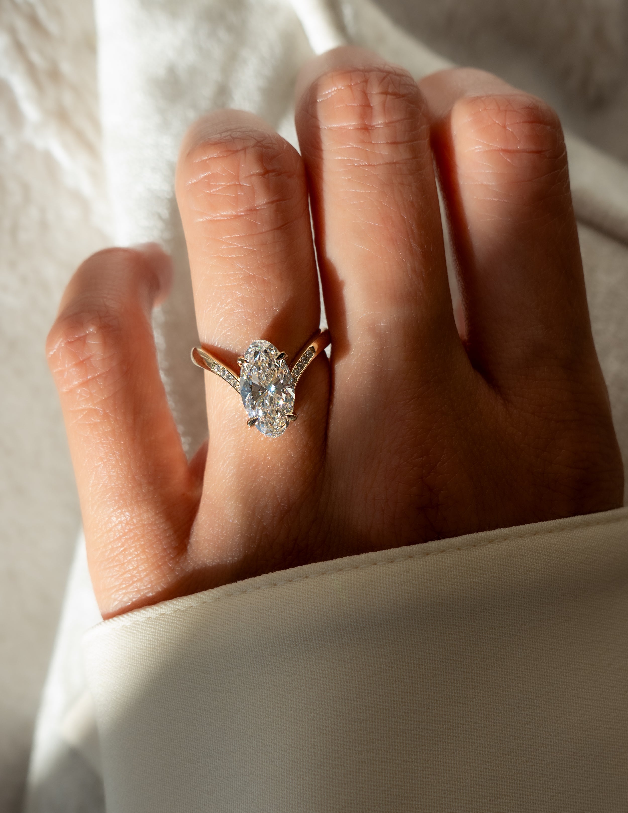 1.0 - 3.0 CT Moval Shaped Moissanie Pave Style Engagement Ring