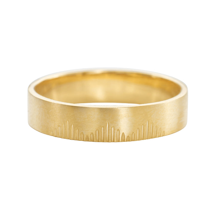 Classic Men's Wedding Band With Linear Mountains - crownmoissanite