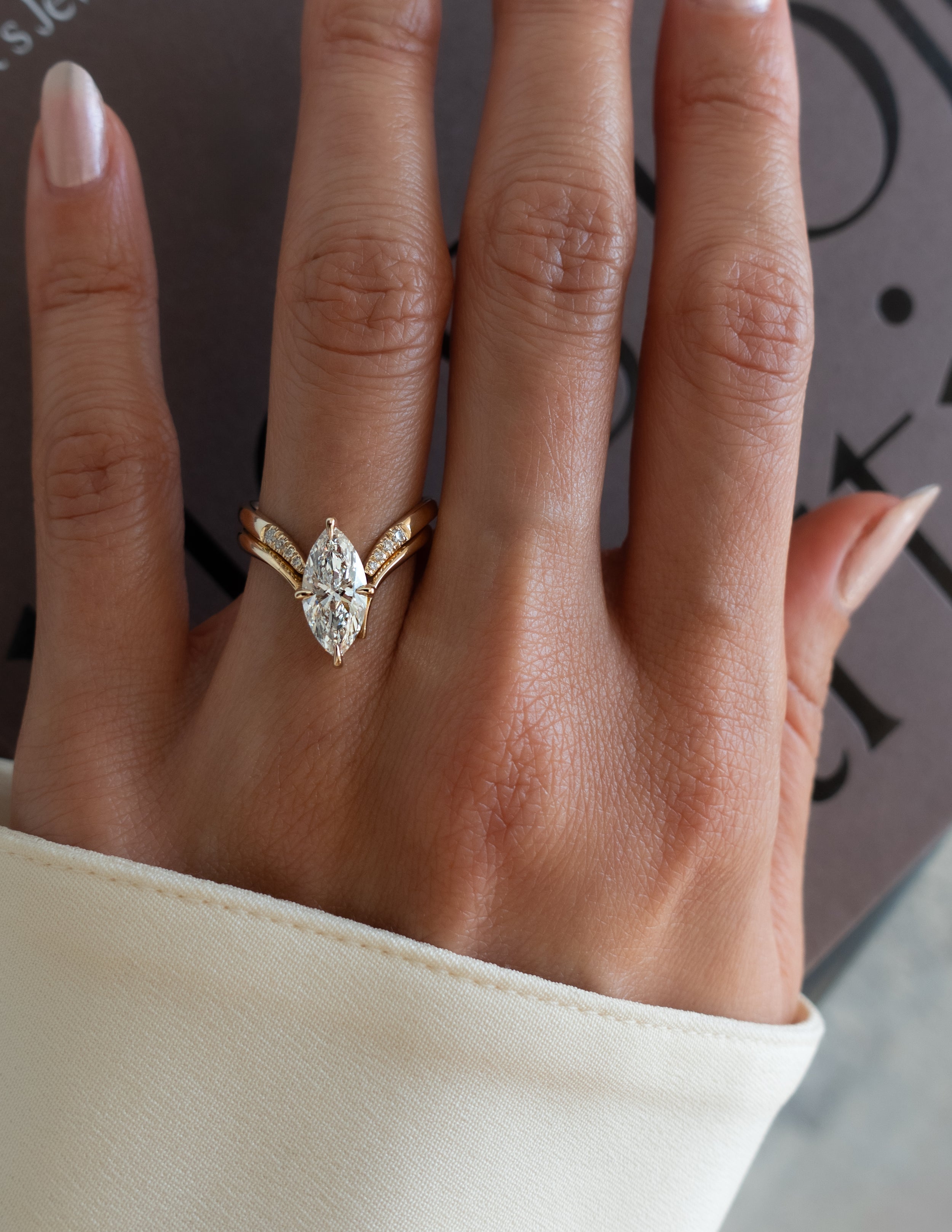 1.25 - 3.0 CT Marquise Shaped Moissanite Solitaire Style Bridal Set