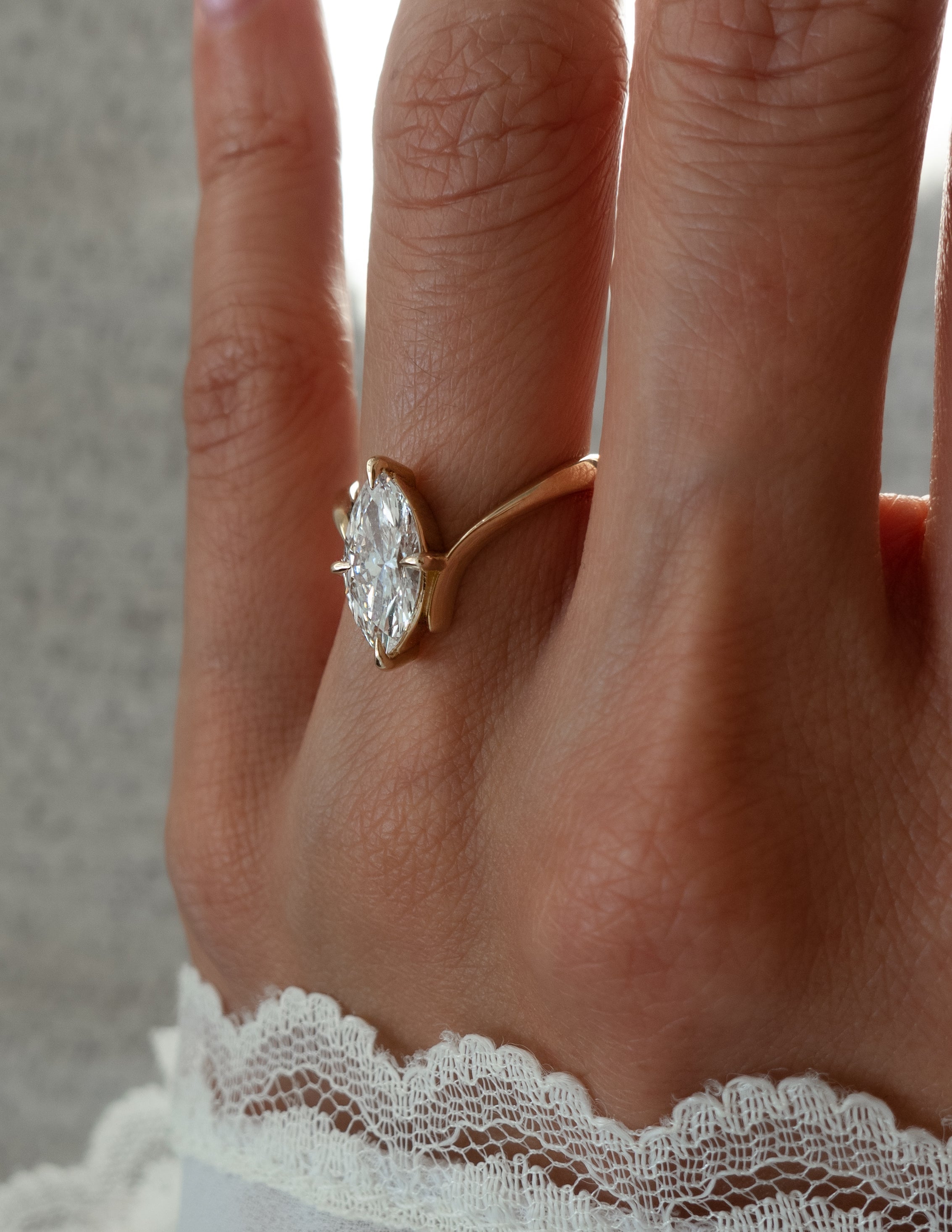 1.25 - 3.0 CT Marquise Shaped Moissanite Soliatire Style Engagement Ring