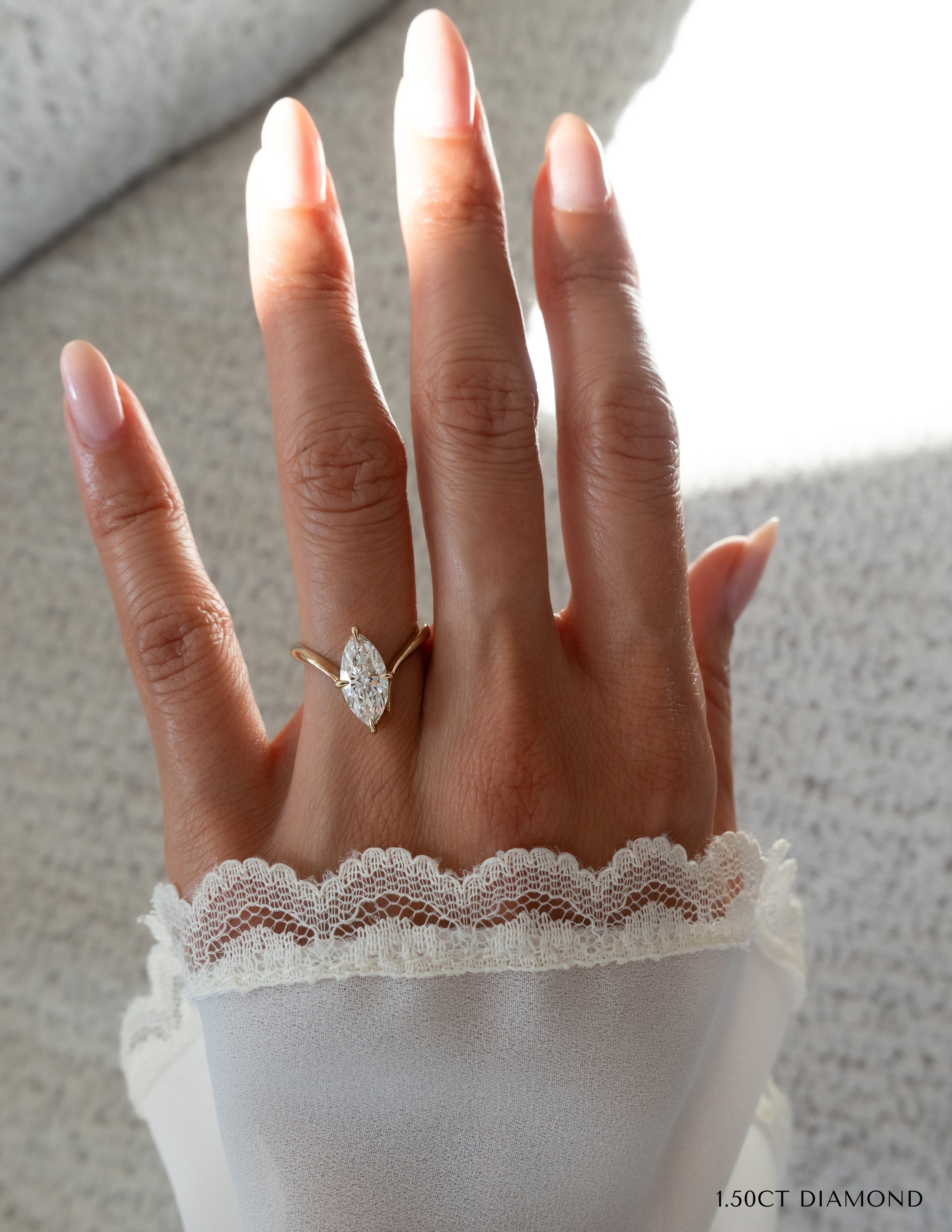 1.25 - 3.0 CT Marquise Shaped Moissanite Soliatire Style Engagement Ring