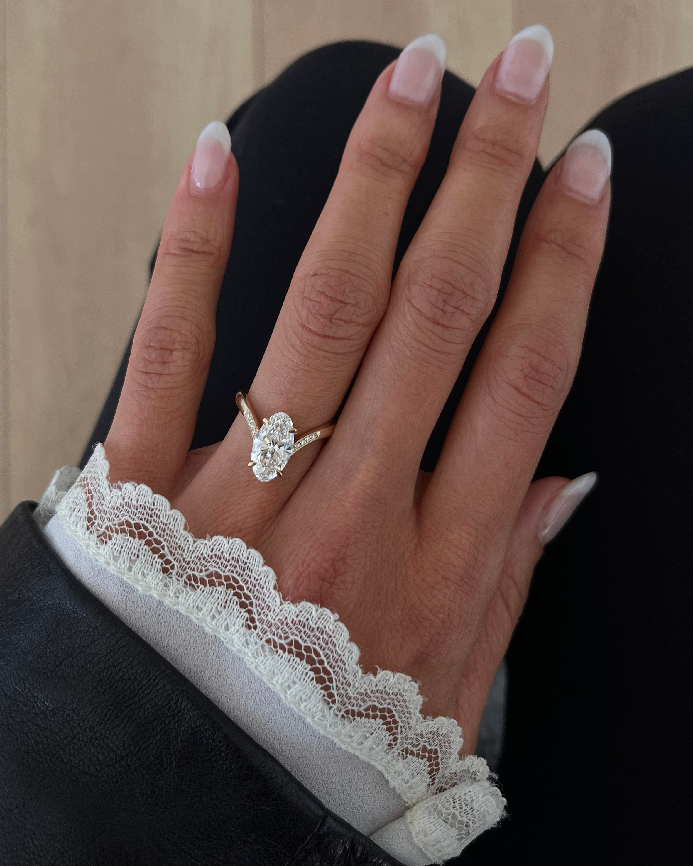 1.0 - 3.0 CT Moval Shaped Moissanie Pave Style Engagement Ring