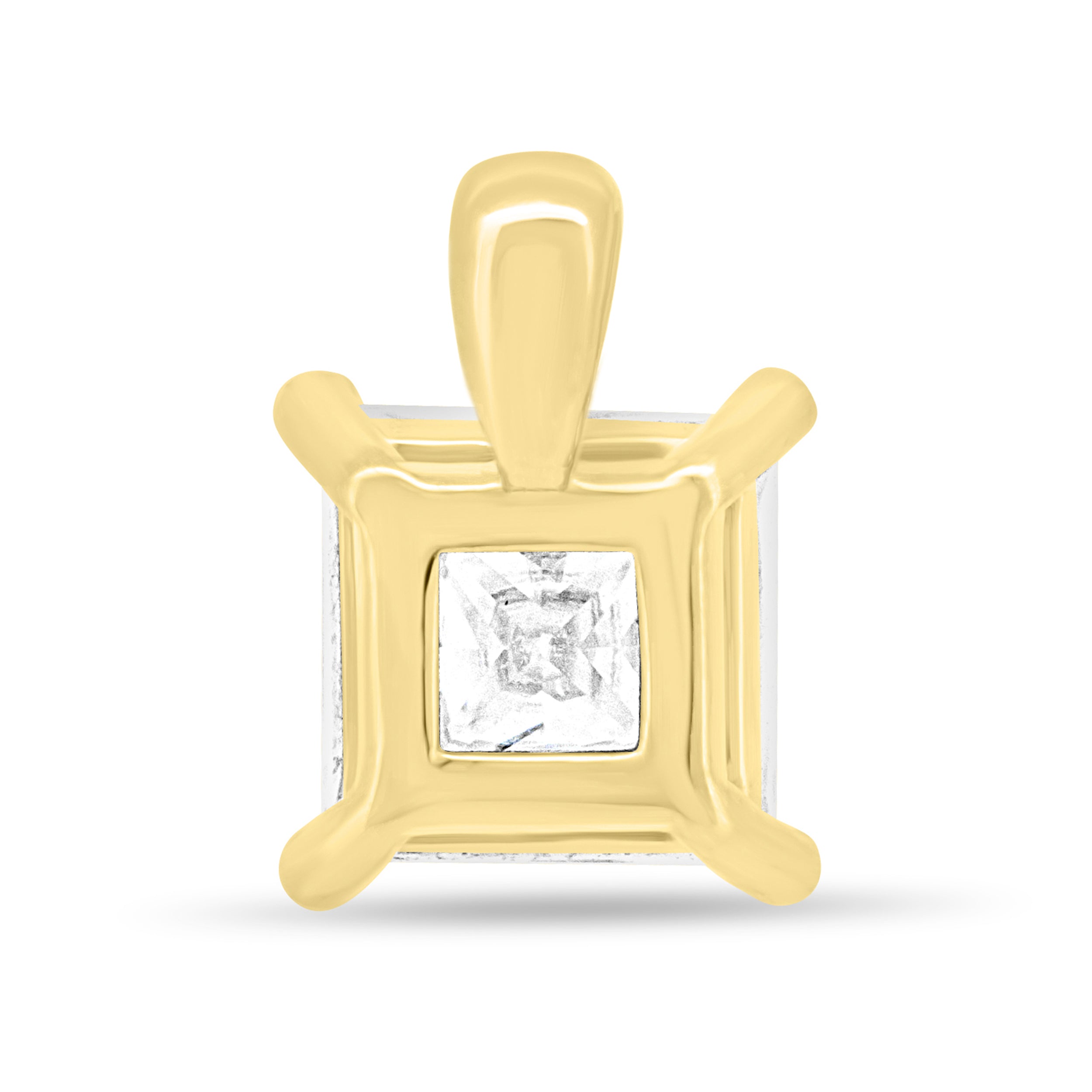 2.0 CT princess cut moissanite pendant necklace – modern and radiant solitaire design in polished gold, perfect for bridal elegance, gifting, or everyday luxury.