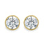 2.00 CT round cut moissanite earrings with bezel prong setting – elegant gold studs combining secure design with brilliant sparkle, ideal for bridal or everyday luxury.