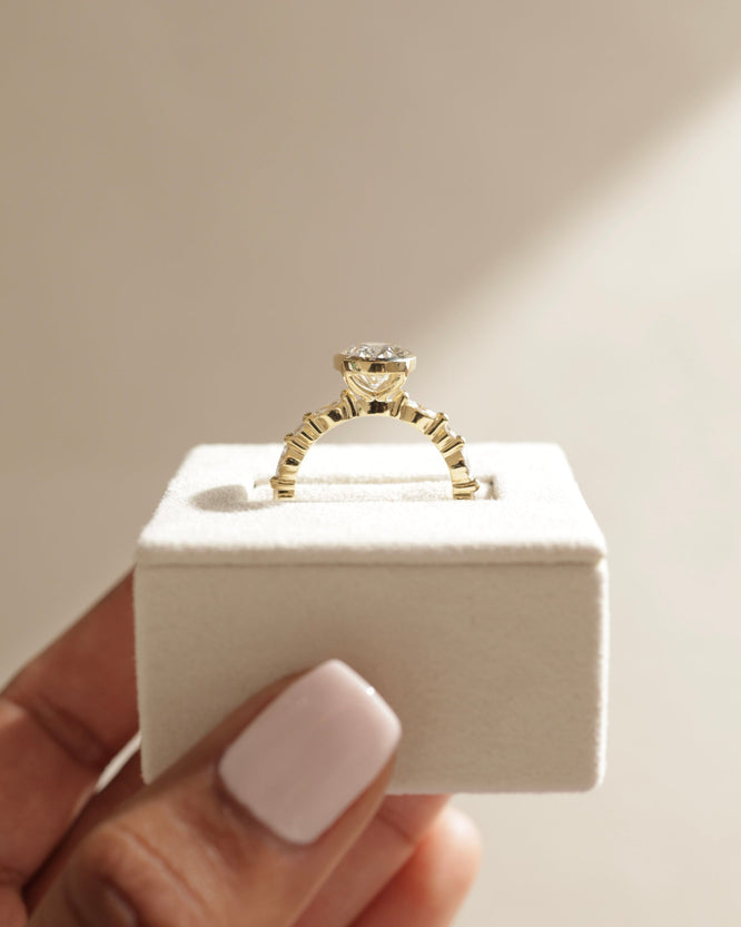 2.72 CT Oval Cut Moissanite Bezel Pave Engagement Ring