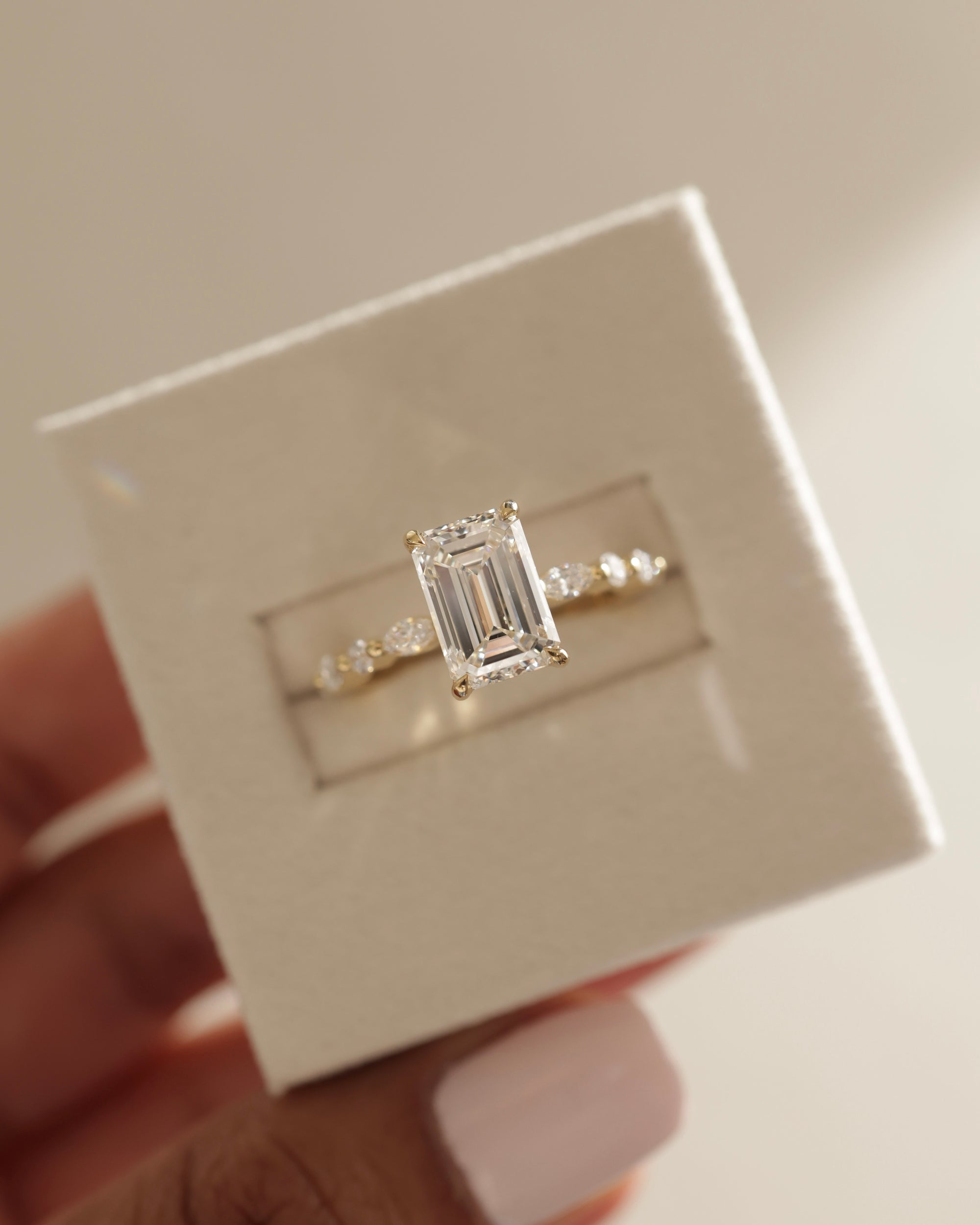 2.50 CT Emerald Cut Moissanite Pave Setting Engagement Ring