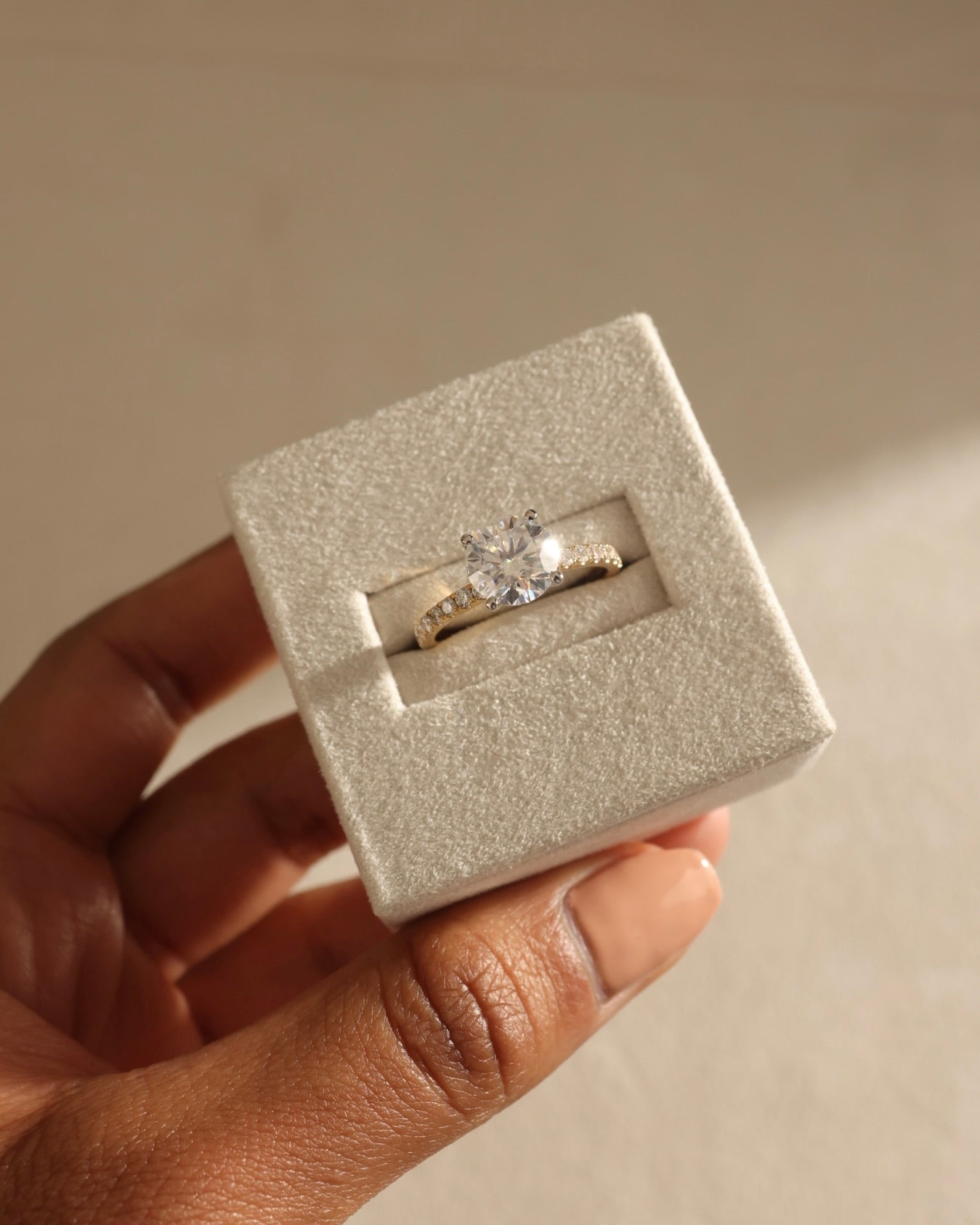 1.80 CT Round Cut Moissanite Hidden Halo & Pave Engagement Ring