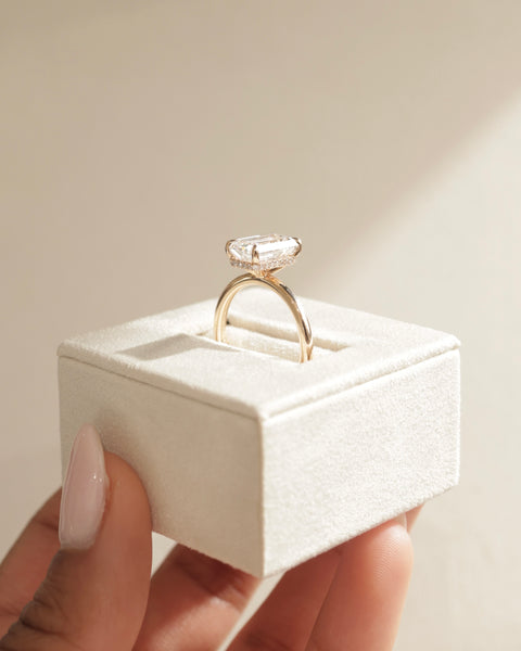 3.0 CT Emerald Cut Moissanite Hidden Halo Engagement Ring