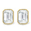 2.00 TCW emerald cut moissanite bezel set earrings – sleek and sophisticated gold studs featuring step-cut stones, perfect for modern bridal or everyday luxury.