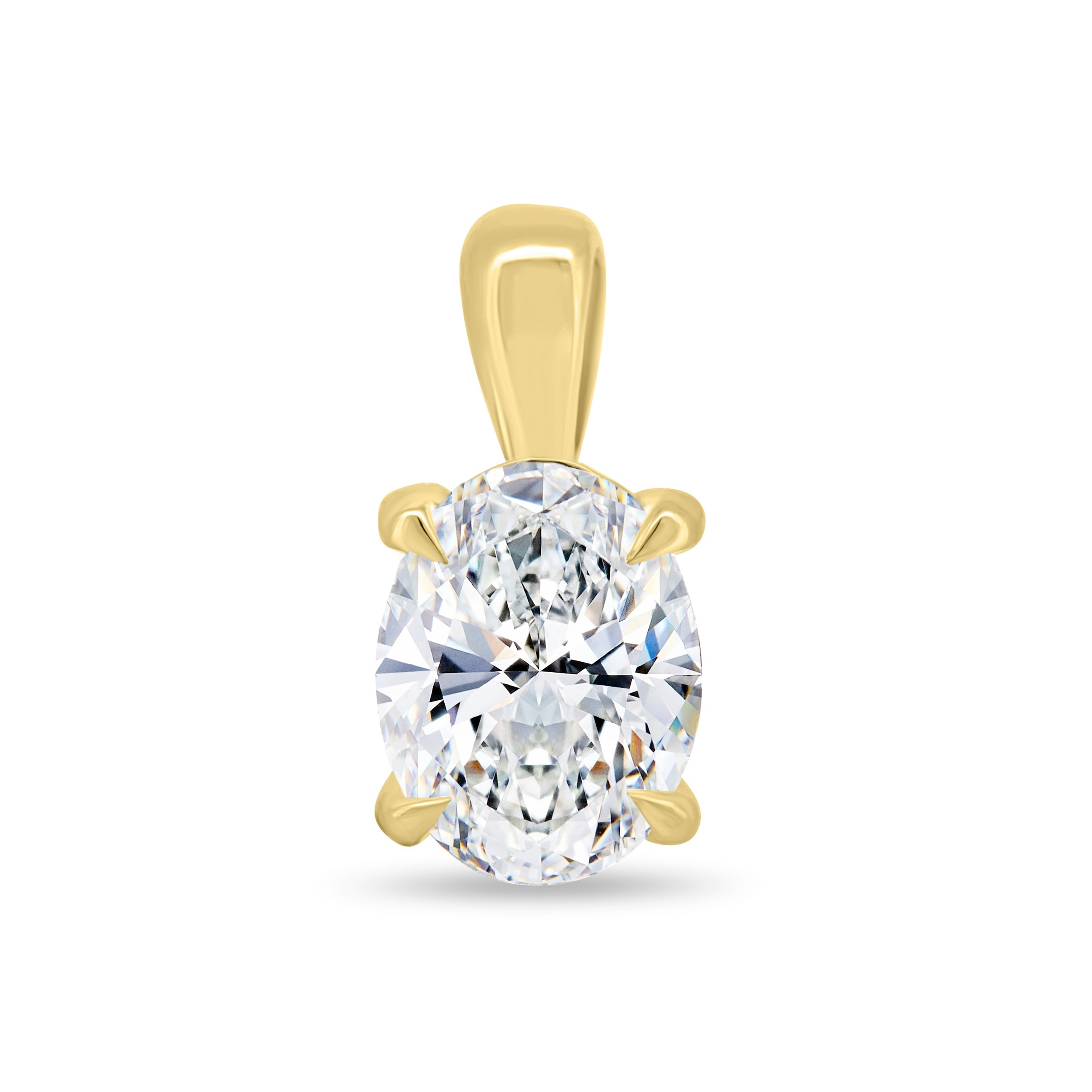 2.0 CT oval cut moissanite pendant necklace – elegant solitaire design in polished gold, perfect for bridal jewelry, gifting, or everyday sophistication.