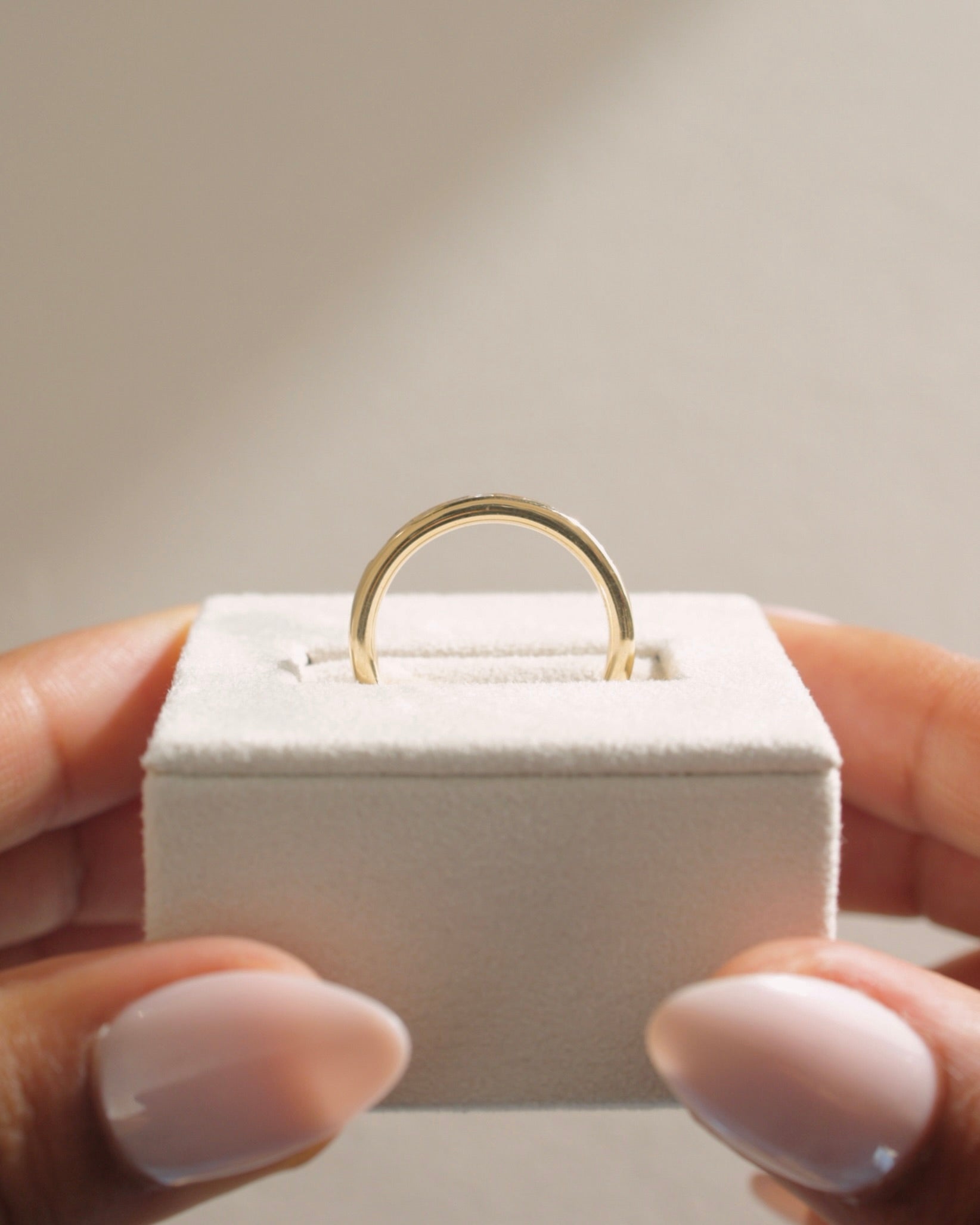 0.60 TCW princess cut moissanite wedding band in a sleek channel setting – modern and elegant gold ring, perfect for timeless bridal wear or stacking.