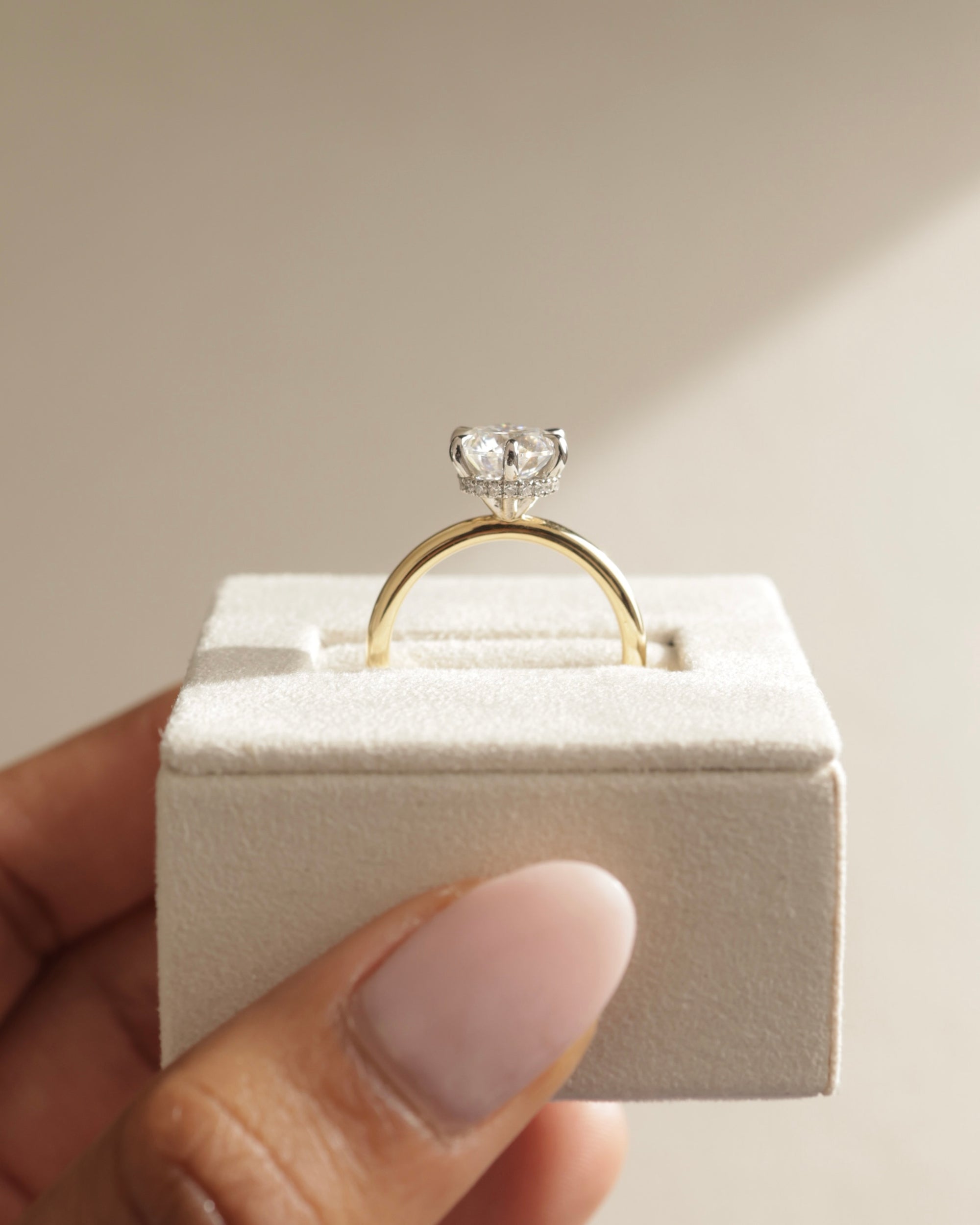 1.80 CT Round Cut Moissanite Hidden Halo Engagement Ring