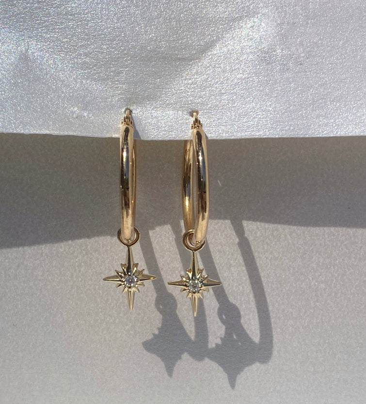 0.30 CT round cut moissanite diamond hoop earrings β dainty and sparkling gold hoops, perfect for everyday elegance or minimalist bridal style.