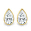 2.00 CT pear cut moissanite bezel set earrings – elegant and secure gold studs with a modern twist, perfect for bridal sparkle or everyday luxury.