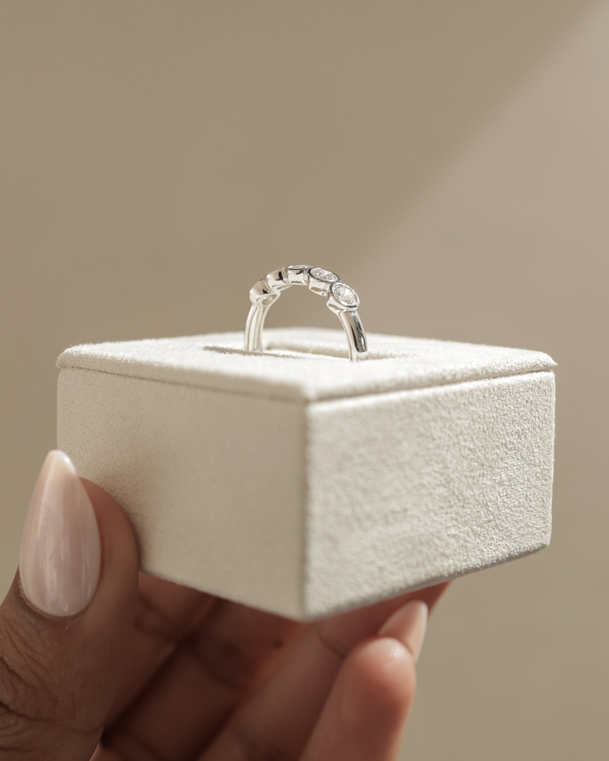 0.40 TCW Round Cut Bezel set Moissanite Wedding Band