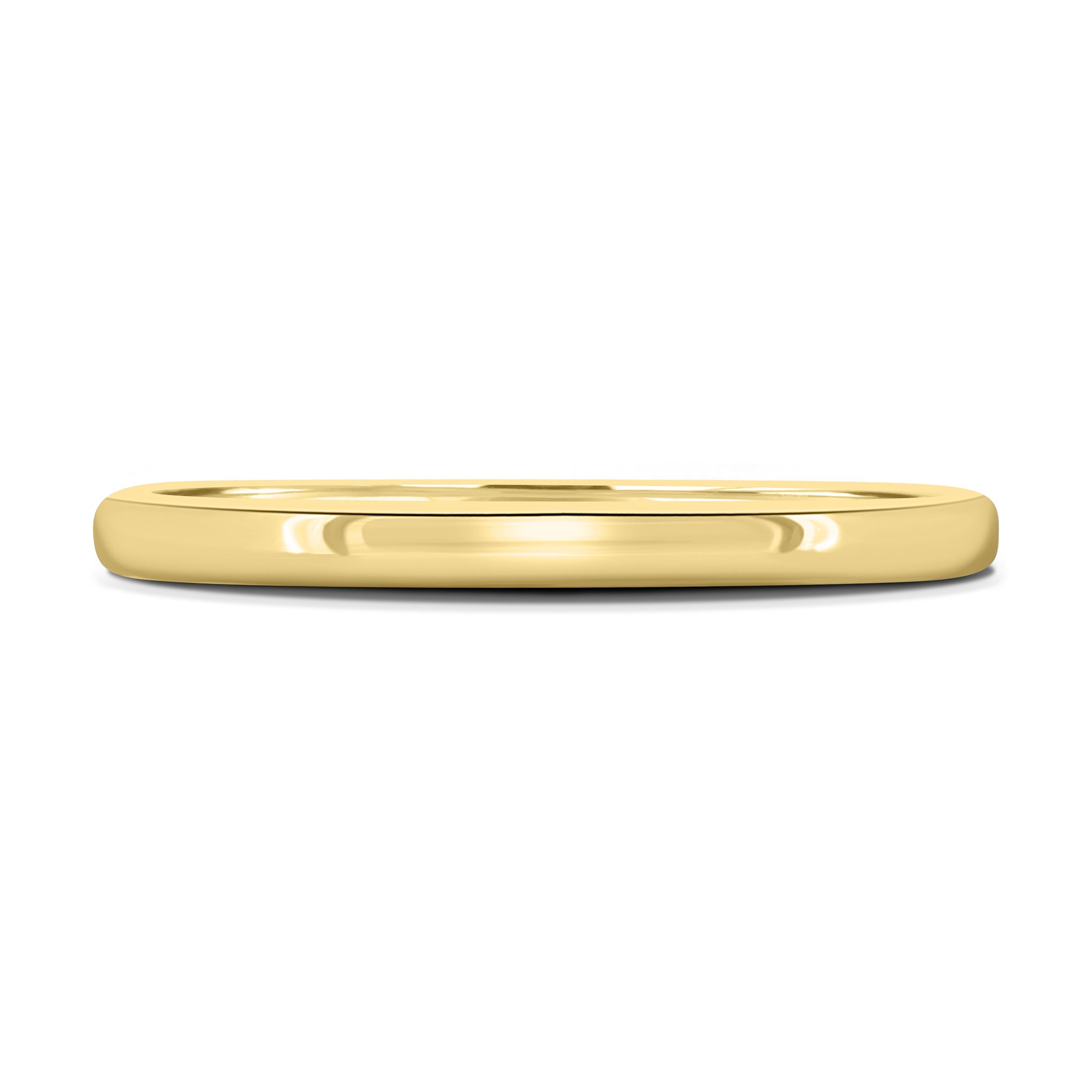 Minimalist plain wedding band in polished gold – classic unisex design for timeless elegance, perfect for engagements or weddings.