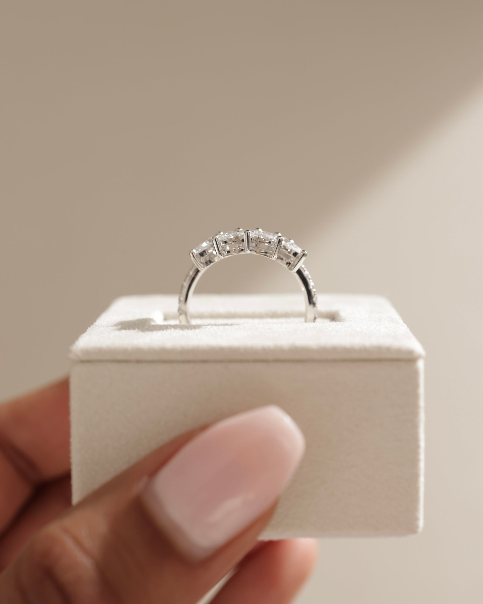 1.49 TCW pear and round cut moissanite wedding band in a bold crown-style design – dazzling, statement bridal ring crafted in polished gold for a regal look.