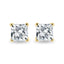 2.00 CT princess cut moissanite earrings in a four-prong setting – sleek and modern gold studs offering brilliant sparkle, perfect for elegant bridal or everyday wear