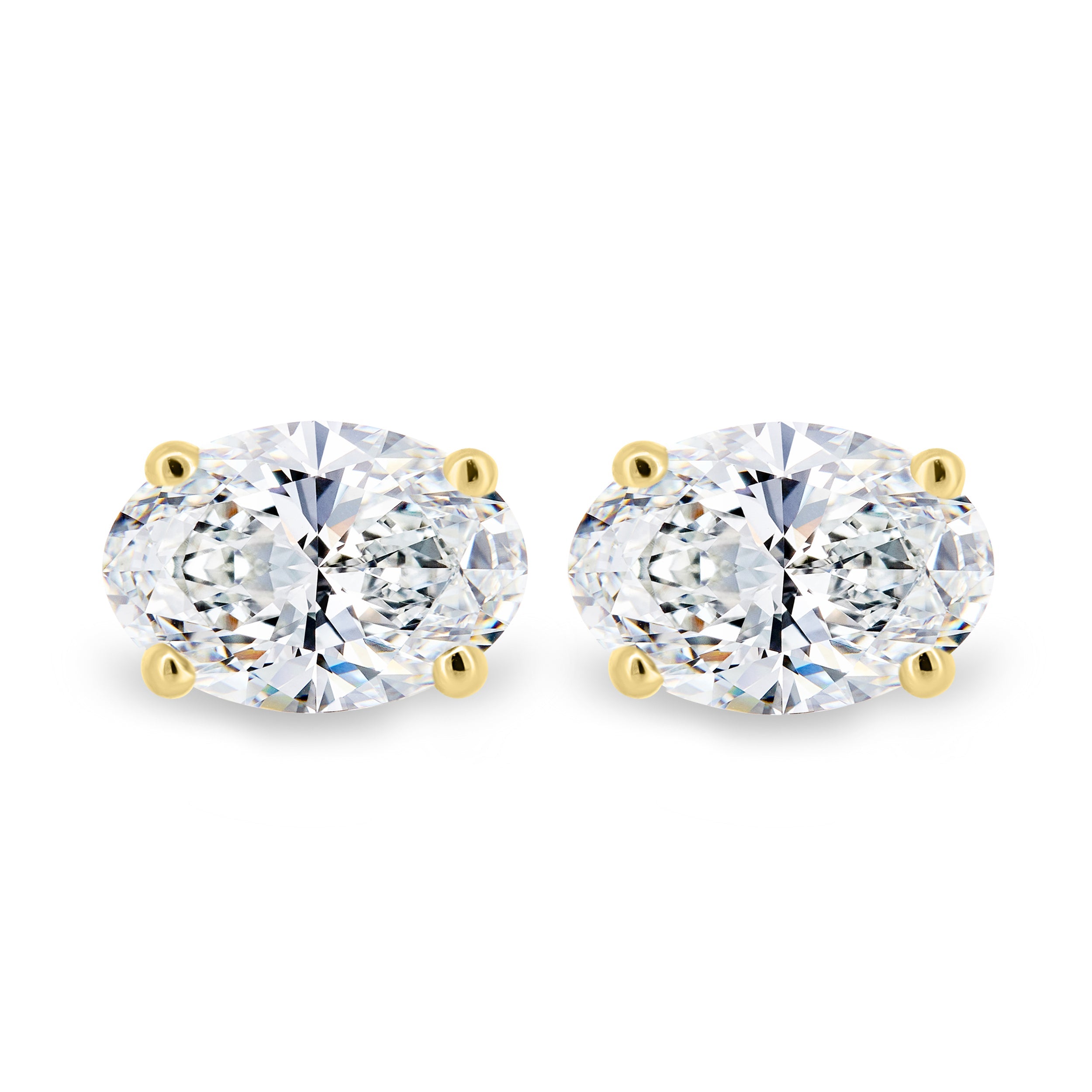 2.50 TCW oval cut moissanite stud earrings – elegant and timeless gold studs featuring brilliant oval stones, perfect for bridal sparkle or everyday sophistication.