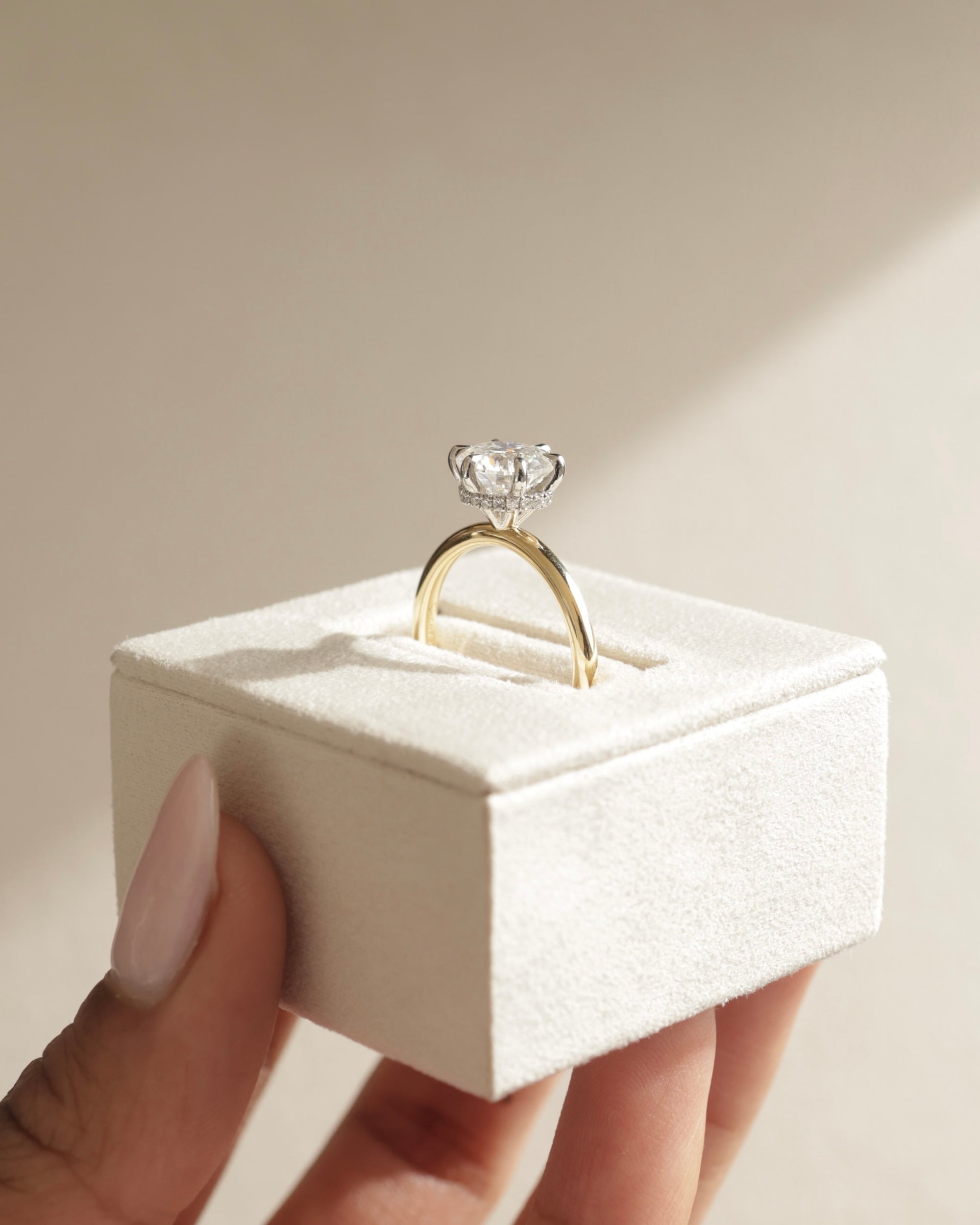 1.80 CT Round Cut Moissanite Hidden Halo Engagement Ring