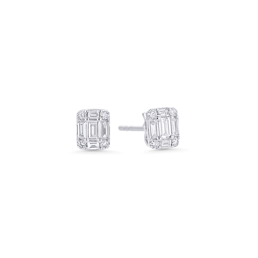 0.31 TCW Round & Emerald Moissanite Diamond Stud Earrings - crownmoissanite