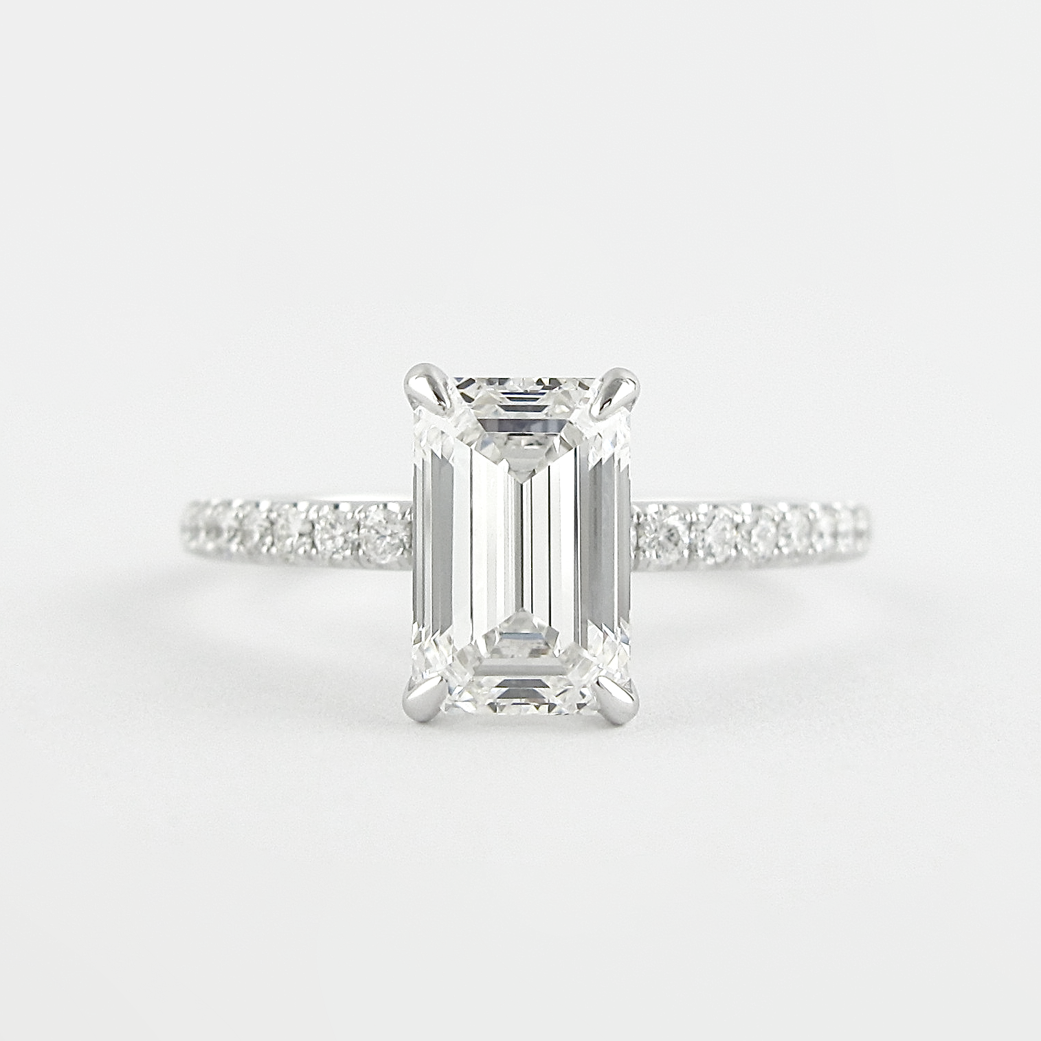 1.60 CT Emerald Solitaire & Pave Setting Moissanite Engagement Ring - crownmoissanite