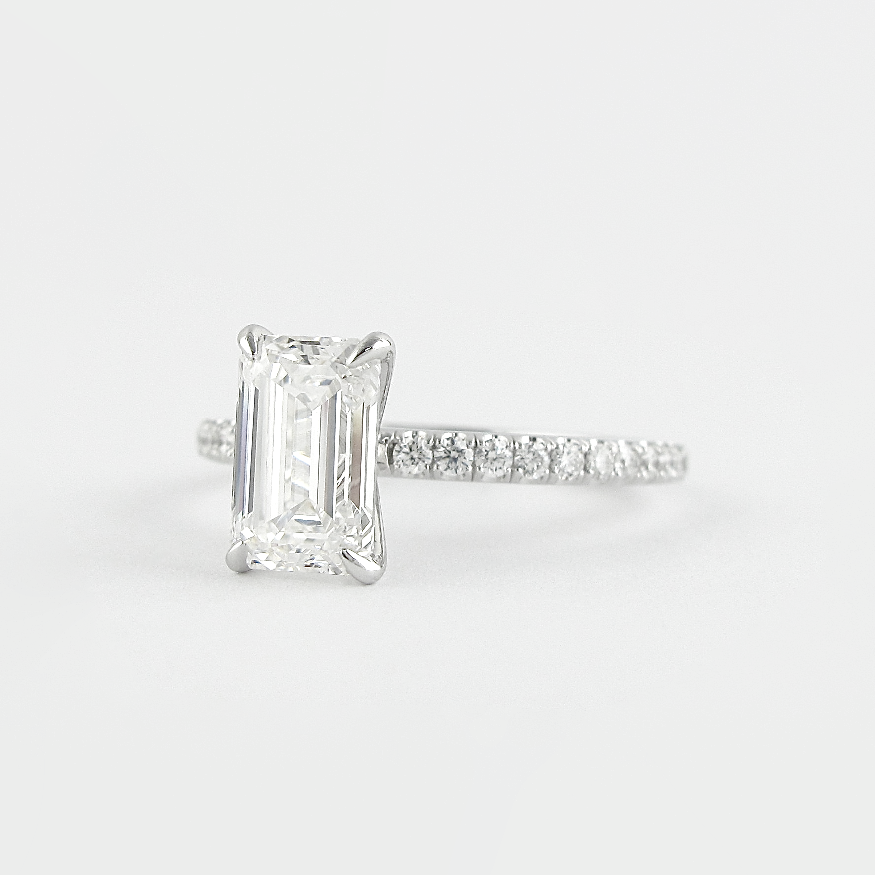 1.60 CT Emerald Solitaire & Pave Setting Moissanite Engagement Ring - crownmoissanite