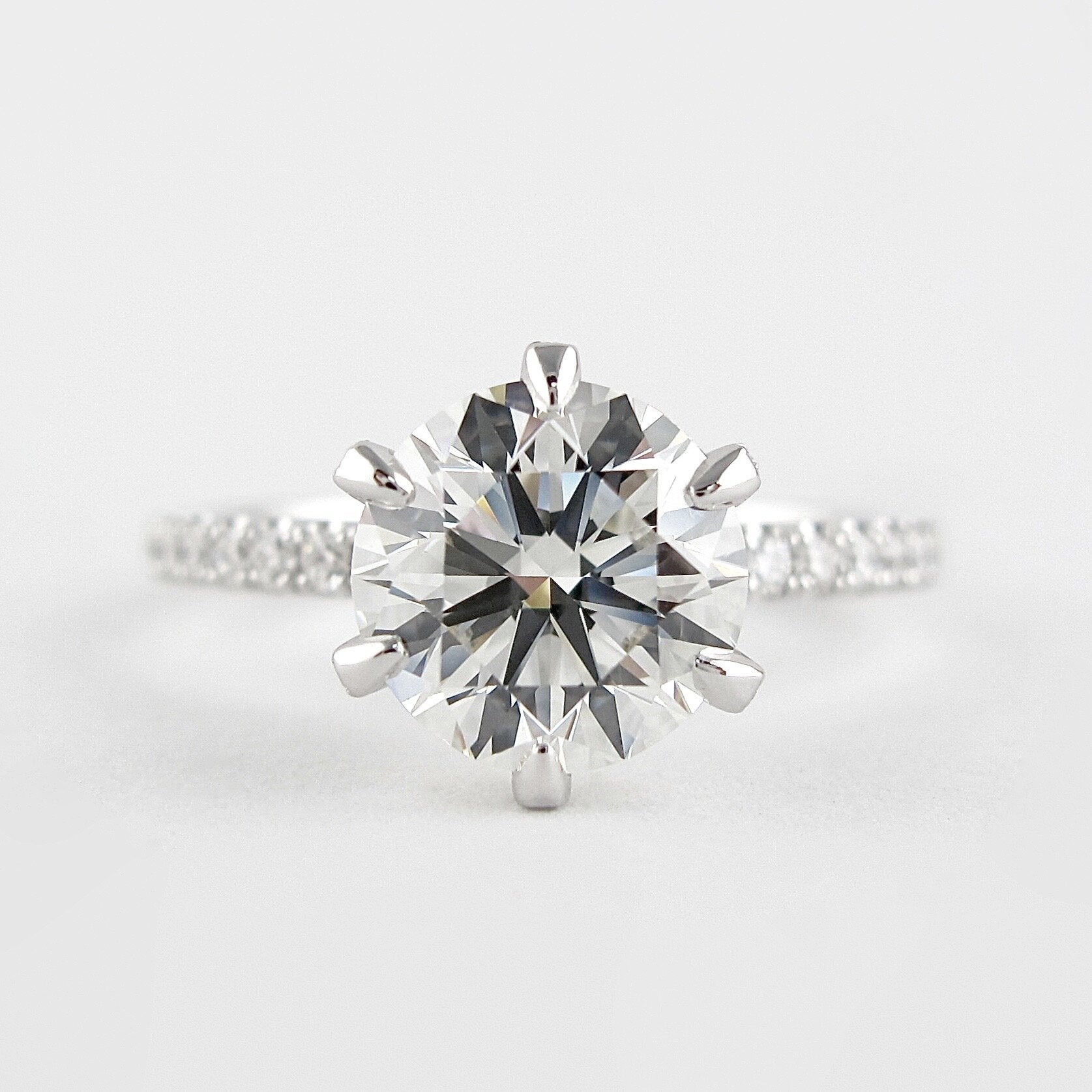 1.5 CT Round Cut Pave Setting Moissanite Engagement Ring - crownmoissanite