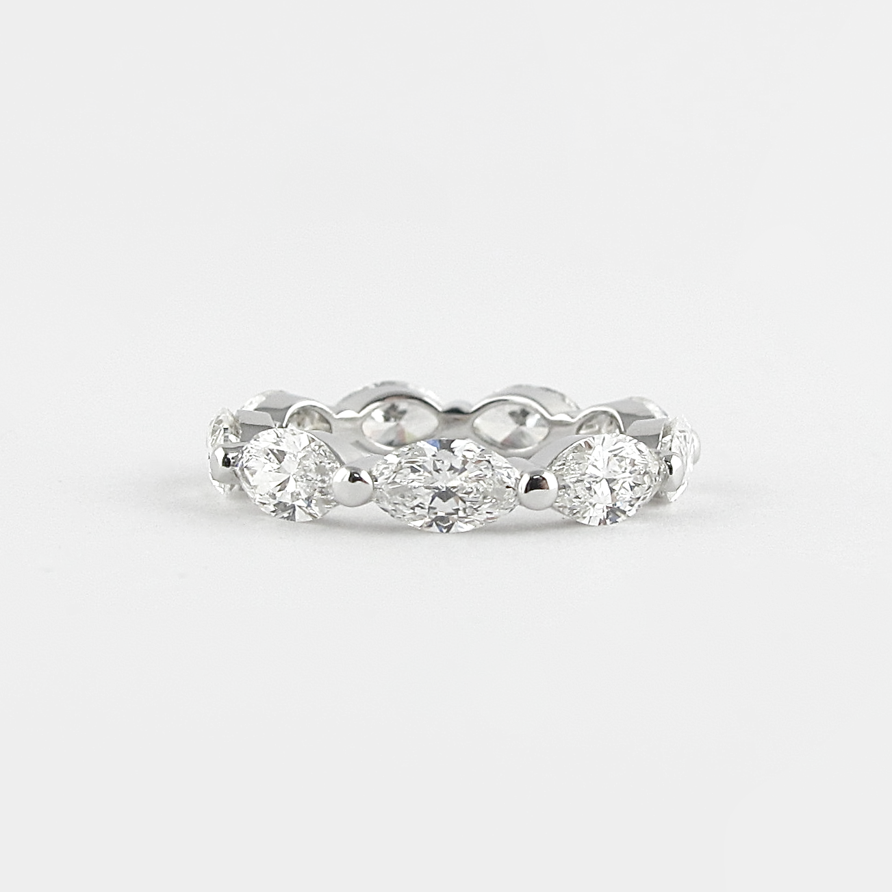 2.1 CT Marquise Shaped Moissanite Bubble Prong Wedding Band - crownmoissanite