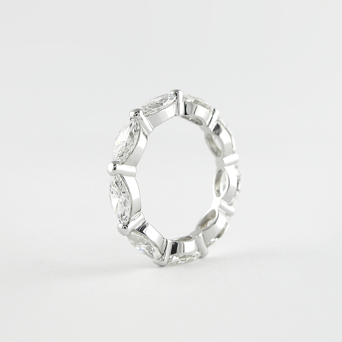 2.1 CT Marquise Bubble Prong Setting Moissanite Wedding Band - crownmoissanite