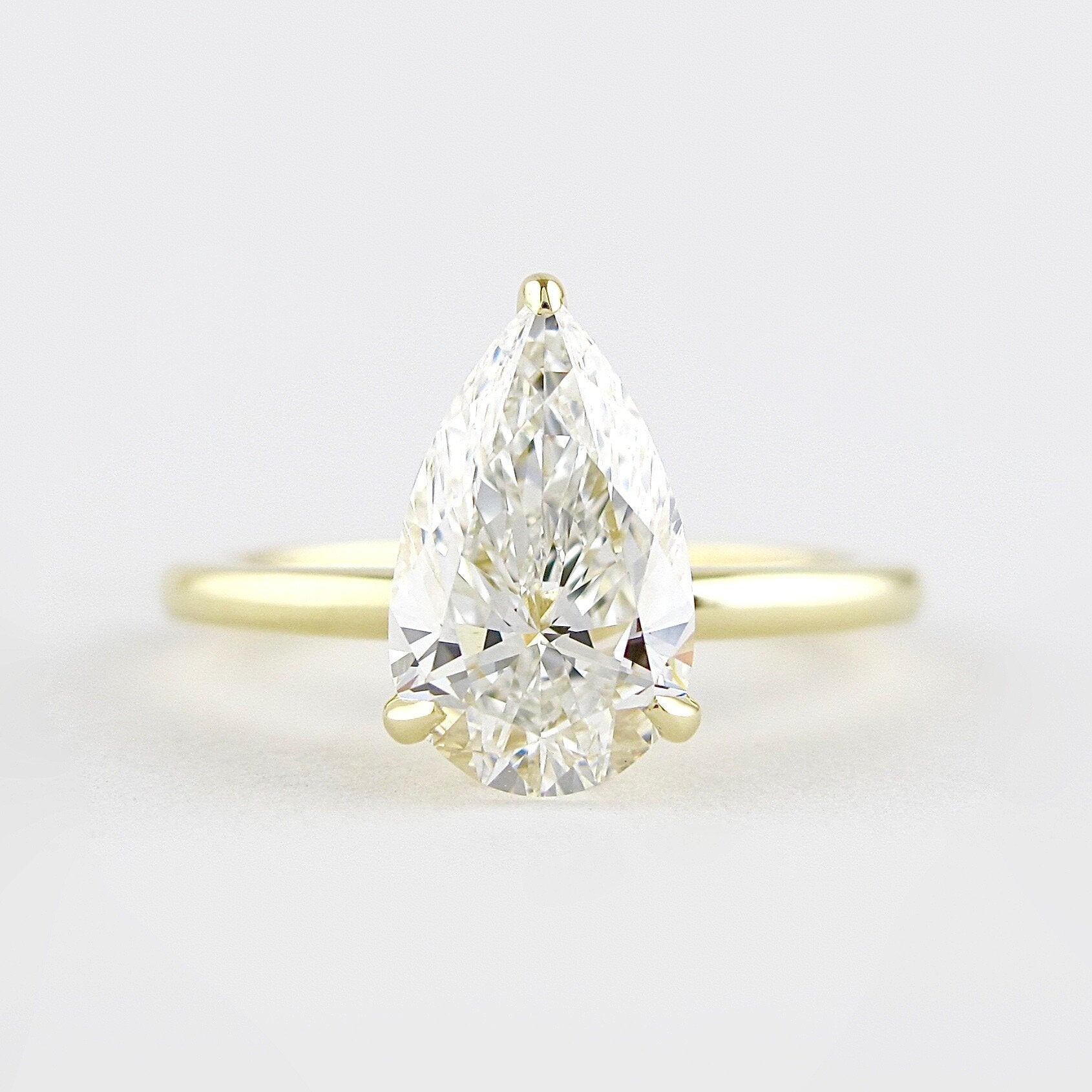 1.5 CT Pear Shaped Moissanite Hidden Halo Engagement Ring - crownmoissanite