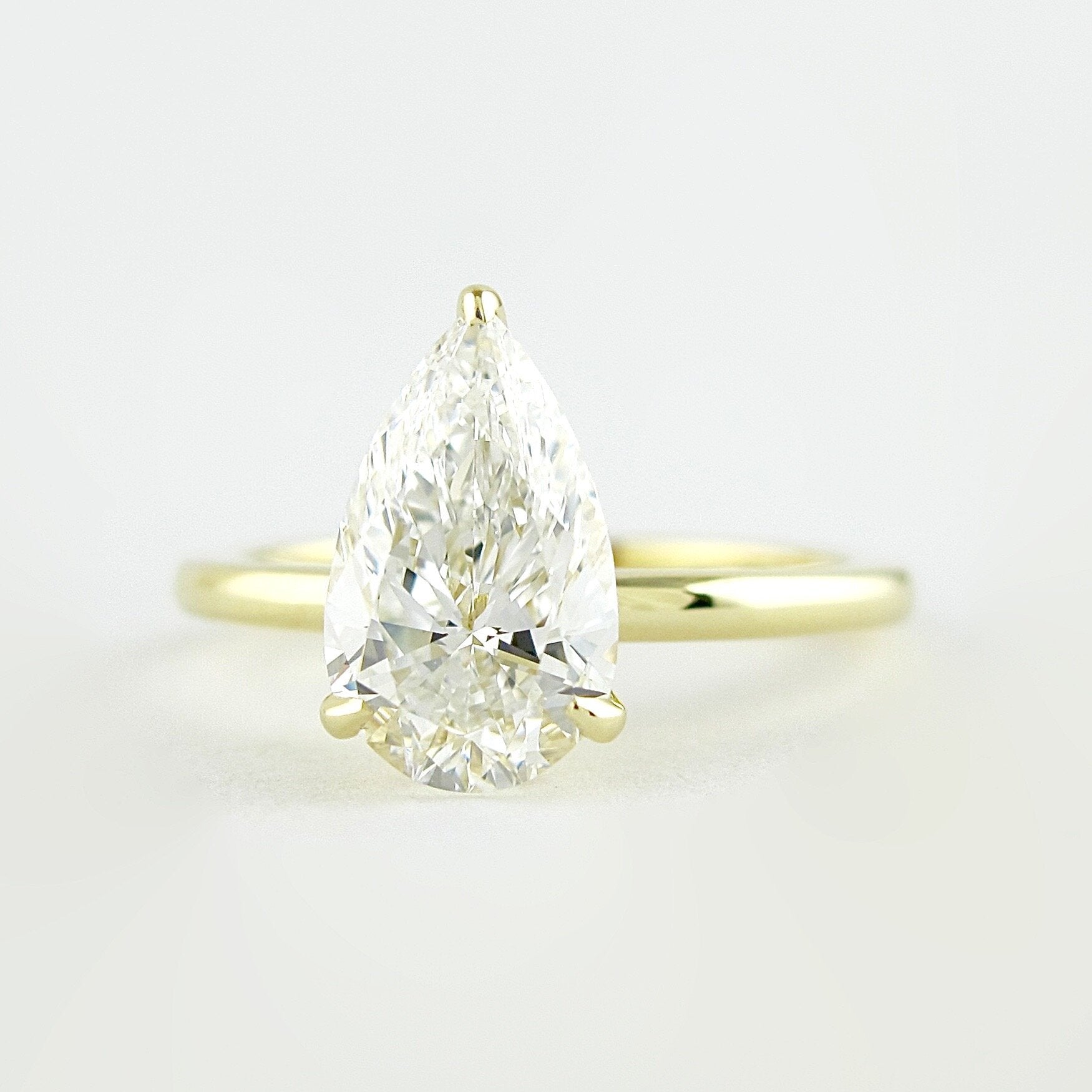 1.5 CT Pear Shaped Moissanite Hidden Halo Engagement Ring - crownmoissanite