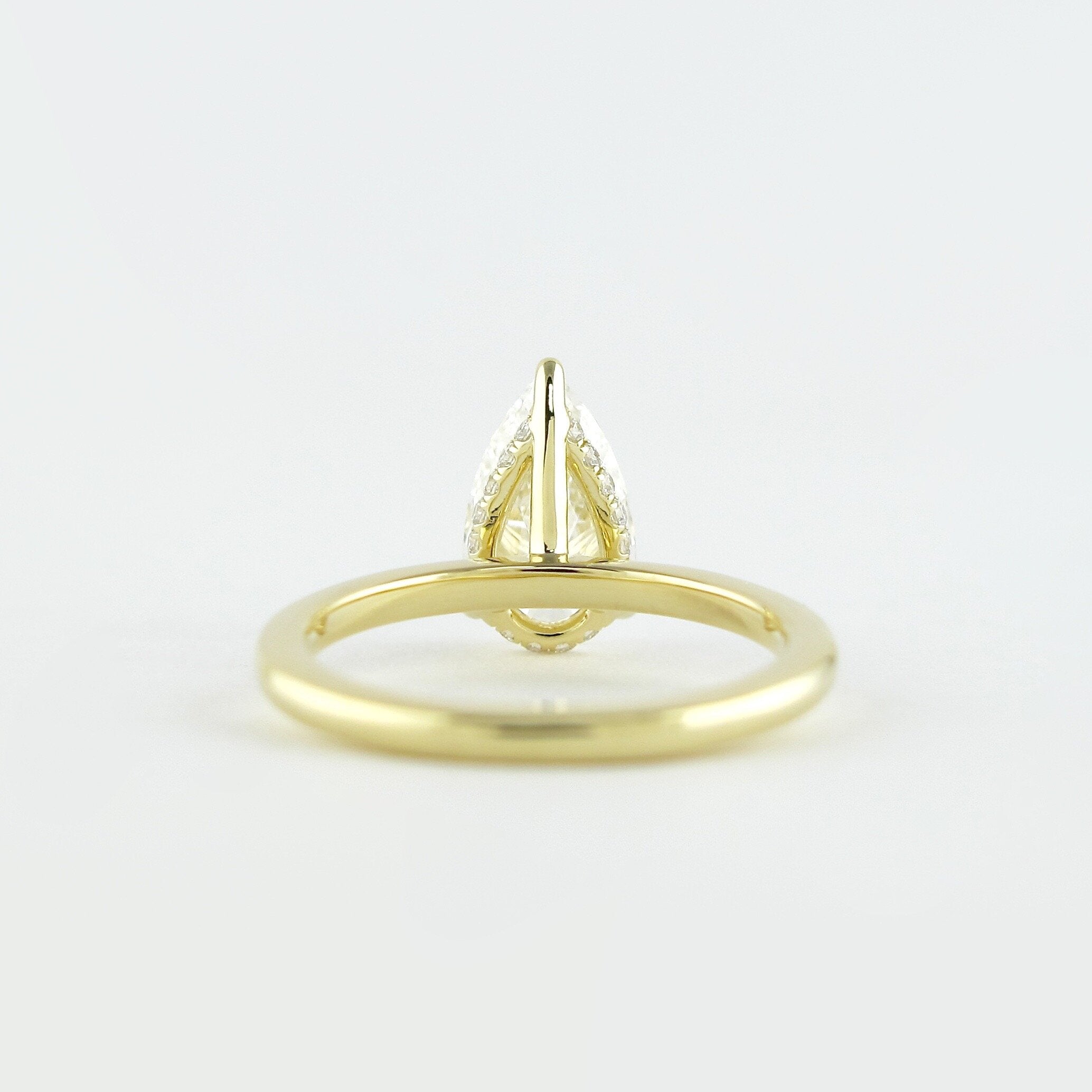 1.5 CT Pear Shaped Moissanite Hidden Halo Engagement Ring - crownmoissanite