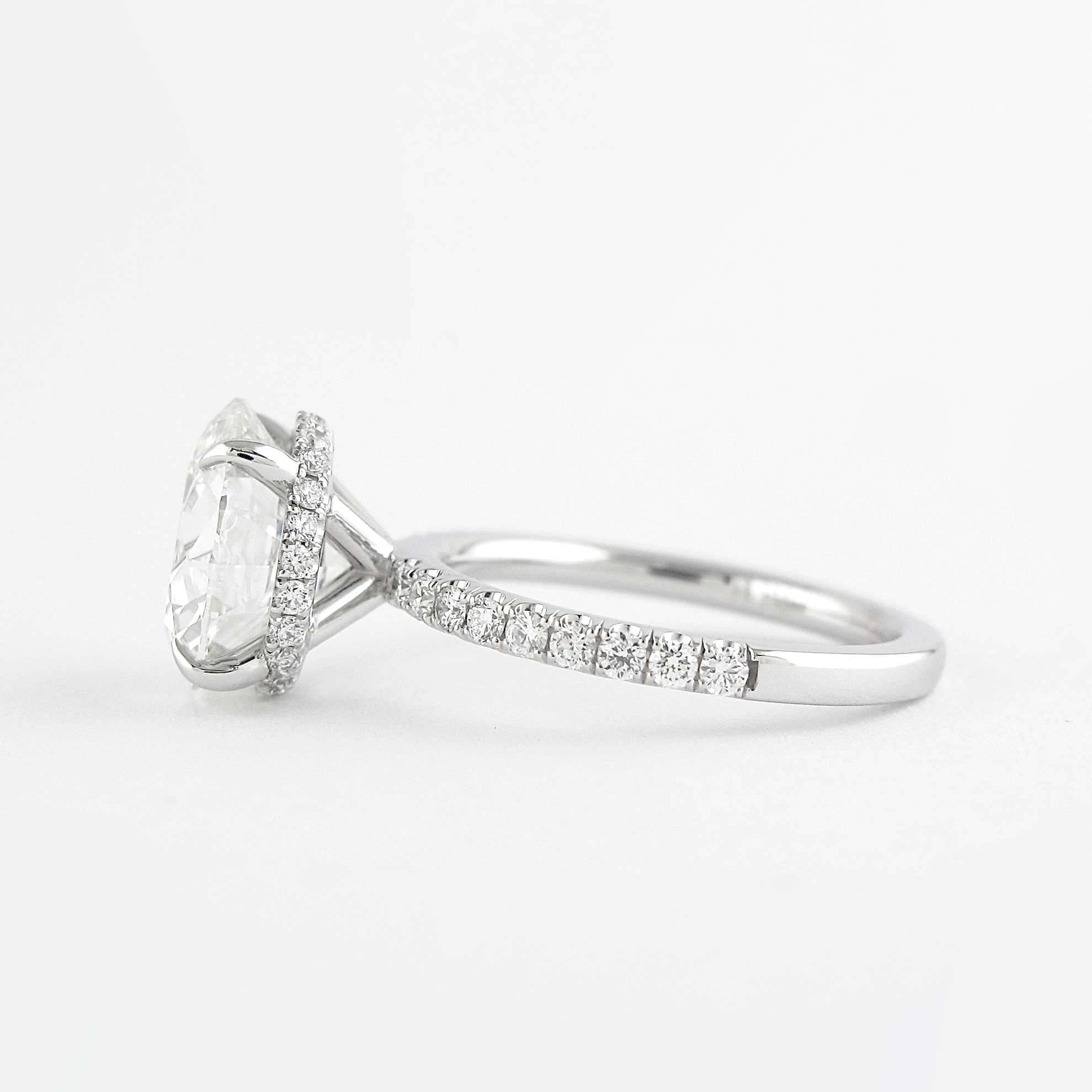 1.5 CT Round Cut Hidden Halo & Pave Moissanite Engagement Ring - crownmoissanite