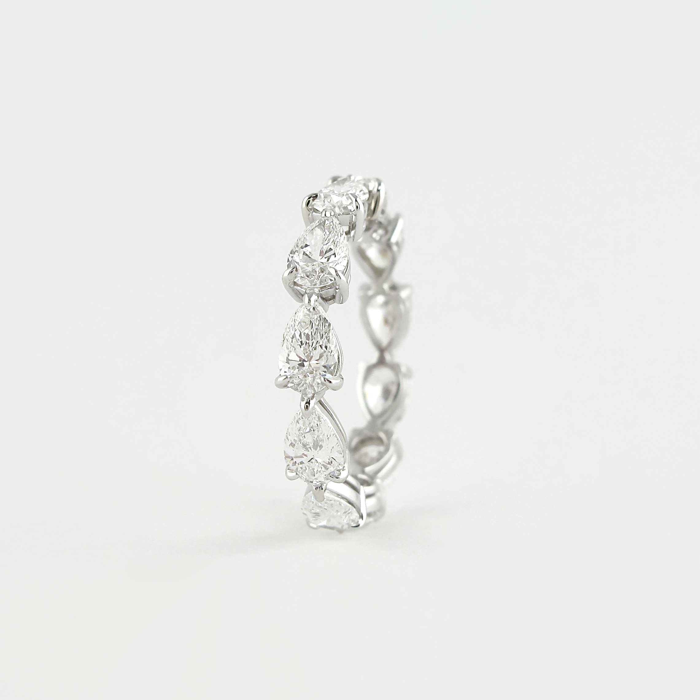 4.68 CT Pear Cut Full Eternity Moissanite Wedding Band - crownmoissanite