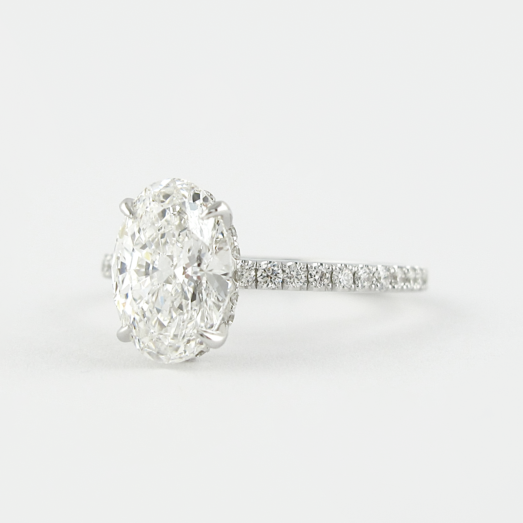 1.33 CT Oval Hidden Halo & Pave Setting Moissanite Engagement Ring - crownmoissanite